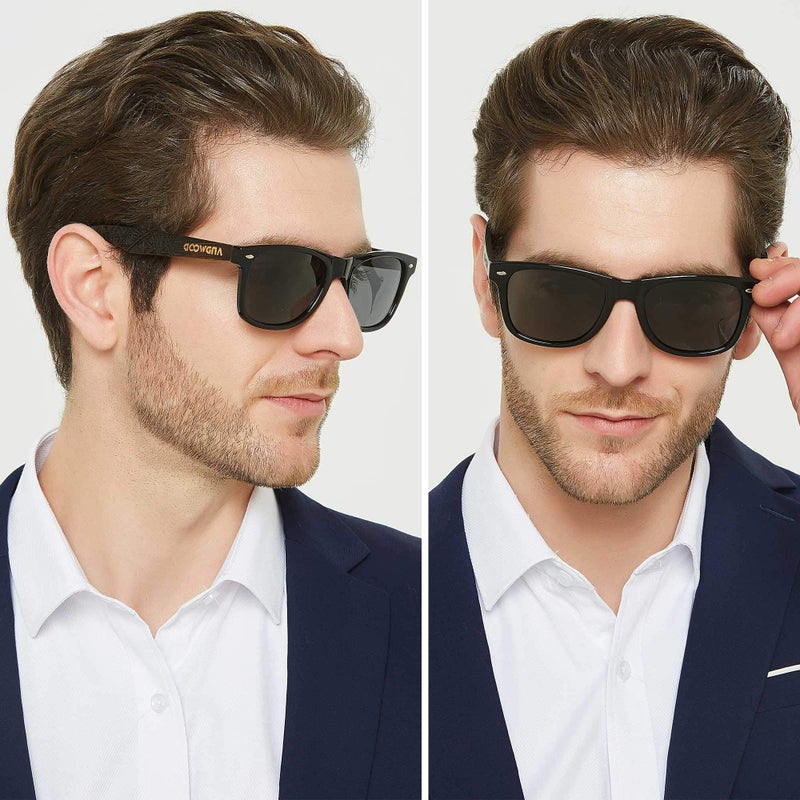 ANDWOOD Wood Sunglasses Polarized for Men Women Uv Protection Wooden Bamboo Frame Mirrored Sun Glasses Bamboo Shades - Image 2